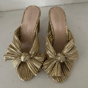 Loeffler Randall Gold Penny Knot Mules / Heels